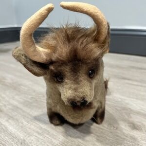 Vintage 1966 Kamar‎ Wildebeest Plush Stuffed Animal Toy With paper Tag Japan